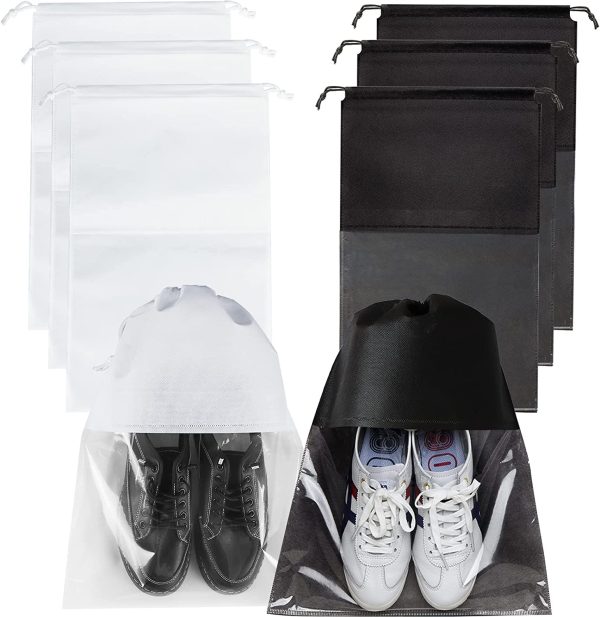 6PCSTravel Shoe Bags, Drawstring Non-Woven Shoe Storage Bags